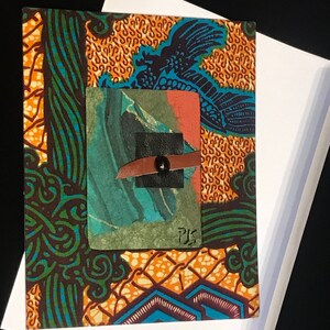Ultimate Greeting Cards/ handmade/ Tissu africain/cuir/papiers naturels et imprimés/format emmêlé/keep-it-forever/8 » x 10 »