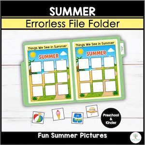 Summer File Folder Activity | Errorless Matching Game | Vocabulary Picture Cards | Preschool, Kindergarten, Special Education