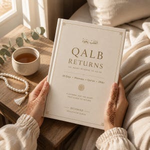 Qalb Returns 30-dagars Waswasa-journal för muslimska kvinnor, islamisk journal för övertänkande, ångest med Koranen, Dhikr, 40 sidor 6x9