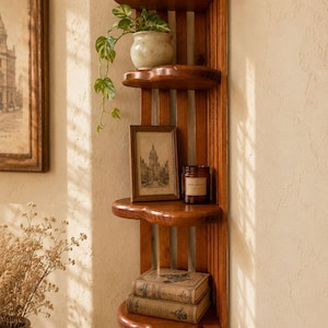 Vintage cedar Wood Heart-Shaped Corner Shelf / Rustic Farmhouse Display