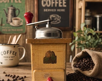 Vintage Trosser Wooden Coffee Grinder – Retro Manual Hand Crank Kitchen Decor