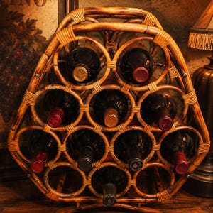ワインラックヴィンテージ金属製1200×300 Vintage wine rack iton wicker - Etsy 日本