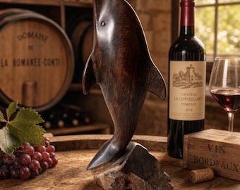 Vintage Carved Wood Dolphin Figurine