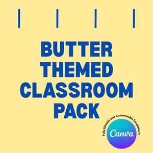 Paquete para el aula con temática de mantequilla, etiquetas de nombres, tareas, tablero de cumpleaños (descarga digital)