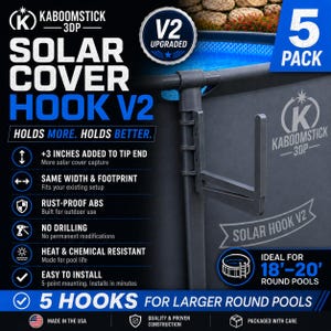 Solar Cover Hook V2™ 5 Pack | For 18’–20’ Above Ground Pool Solar Cover Storage | Intex Bestway Coleman