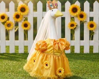 23 Inch Sunflower Porch Goose Outfit, Princess Tulle Dress Costume, Outdoor Garden Goose Statue Clothes, Farmhouse Yard Decor