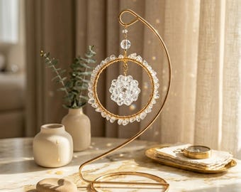 Bergkristall Tischverzierung - Gold Stand Schreibtisch Dekor Boho Akzent