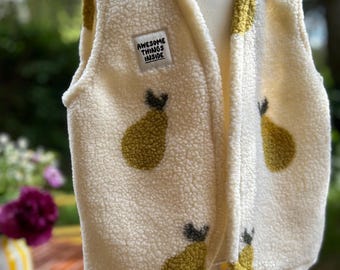 Gilet in pile Teddy, taglia 122/128/134, "Cose fantastiche" pere