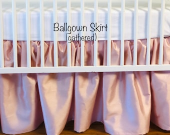 BABY BED SKIRT Gathered Crib Skirt, Our "Ballgown Skirt", faux dupioni fabric, Custom Made to Order