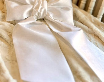 LARGE WHITE Fabric Crib BOWS for Baby nursery Gift Weddings & Bridal Showers Ships in 3-5 days