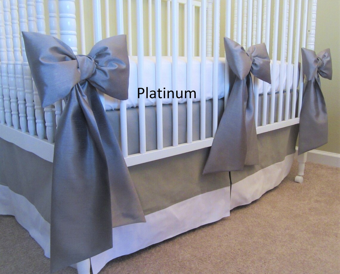 CRIB BOWS SET 3 Custom Colors Nursery Decor Bows Ships Etsy