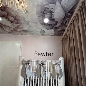 Luxury Crib Bedding Set – 4 Piece Baby Bedding with Gathered Crib Skirt & Crib Bows – Faux Dupioni Fabric – Neutral Nursery Decor