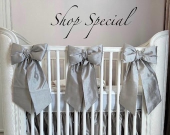 CRIB BOW SET / 3 Large Fabric Bows /baby nursery design / Made After Order / Ships in 3-4 weeks