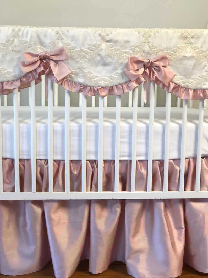 BUMPERLESS CRIB SET Basic 2 pc Crib Rail Cover Crib Skirt Etsy
