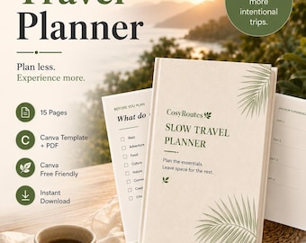 Slow Travel Planner | Printable Travel Journal | Canva Template | Digital Vacation Planner | PDF Download