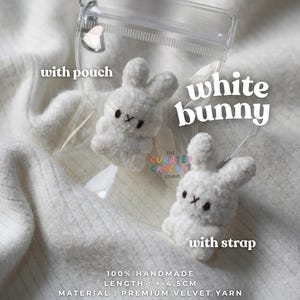 Portachiavi/ciondolo per borsa a forma di coniglietto bianco all'uncinetto fatto a mano / Amigurumi Kawaii in peluche