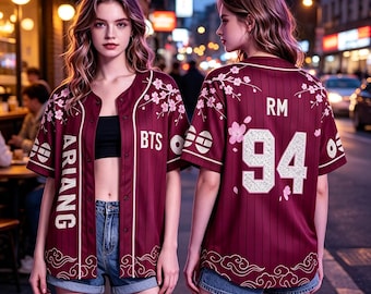Camiseta de béisbol de BTS inspirada en Arirang, jersey de cuello en V de Bangtan, merchandising de la gira mundial de BTS 2026, atuendo para conciertos de Kpop de Army, regalo para fans de Bangtan