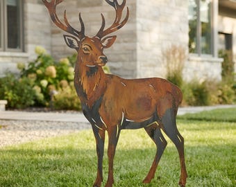 Deer Metal  Yard Art, Rustic Buck Garden Stake, Outdoor Wildlife Lawn Decor, Woodland Farmhouse Gift for Hunter, Cabin House Decor