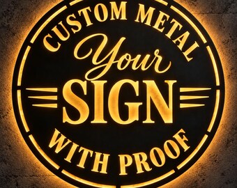 Logo personnalisé avec lumières LED, enseigne métallique avec logo d'entreprise, enseigne personnalisée pour entreprise et domicile, texte personnalisé