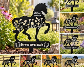 Personalized Horse Memorial Garden Stake, Custom Horse Name Metal Sign, Equine Remembrance Gift, Outdoor Yard Memorial Decor