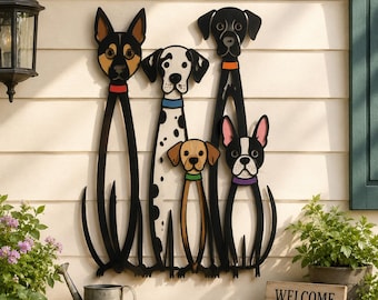 Décoration murale en métal représentant un chien, Décoration murale colorée pour animaux de compagnie, Panneau pour la maison des amoureux des chiens, Sculpture de chiot pour porche extérieur, Cadeau pour propriétaire d'animal de compagnie