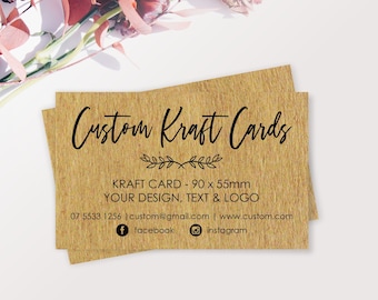 Kraft Business Cards | Custom Personalised Business Cards | Printed Product Cards | Social Media Cards | 90x55mm