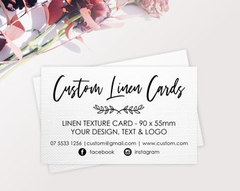 Custom Cards | Business Cards | Thank you Cards | Personalized Business Cards | Linen Texture 90x55mm