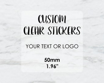 Logo Sticker Labels with your details | Stickers for Glass | Shop Stickers Custom | Clear Labels | 50mm Square (1.96 inches)