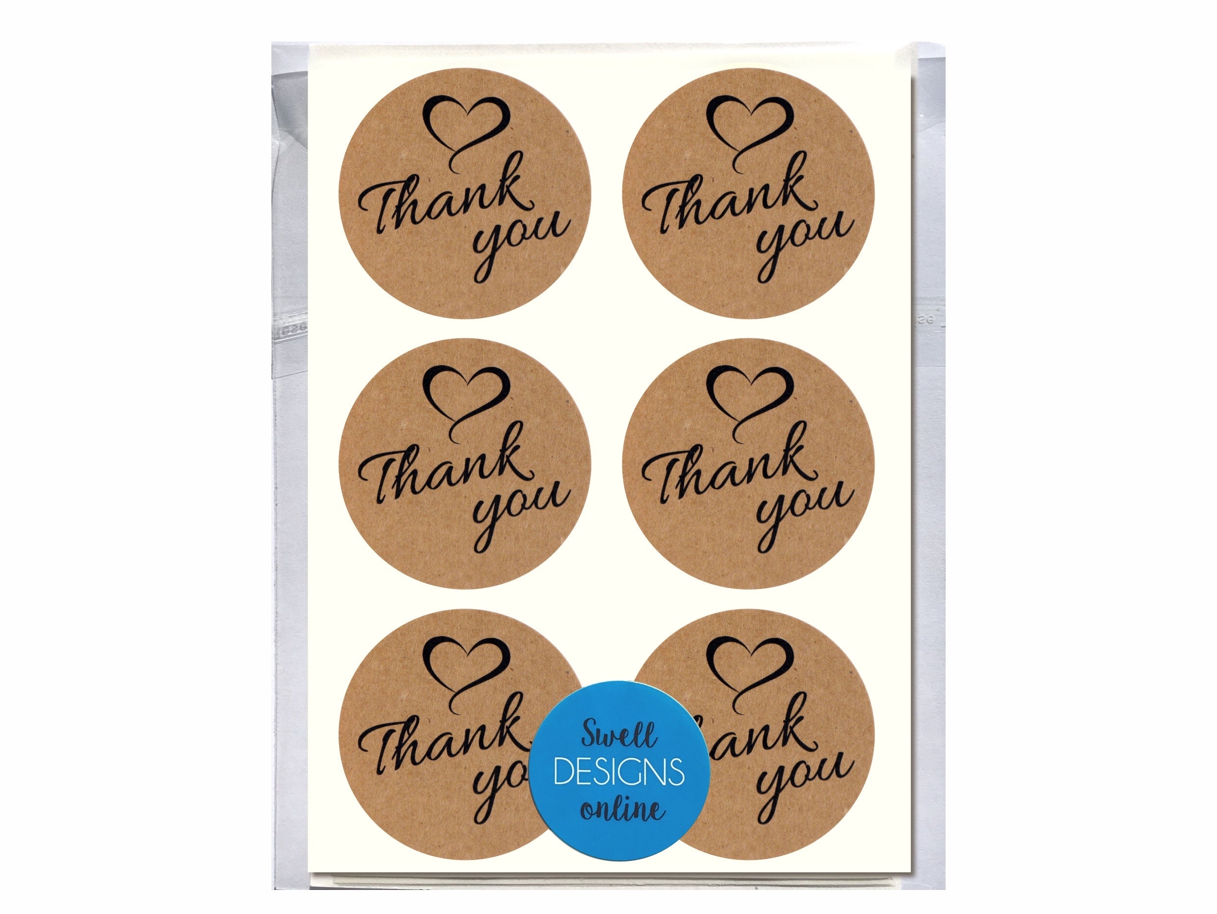 Thank You Stickers / Labels Kraft Round Stickers 45mm Circle - Etsy Norway