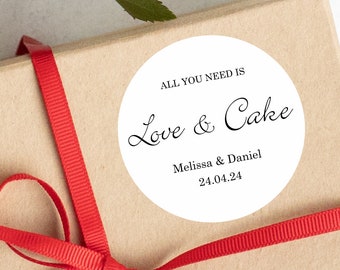 All you need is love and cake Wedding Stickers | Cake Box Labels | Custom Wedding Stickers | Personalised Wedding | 31
