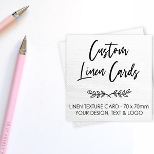Custom Cards | Mini Business Cards | Thank you Cards | Personalized Business Cards | Linen 70x70mm
