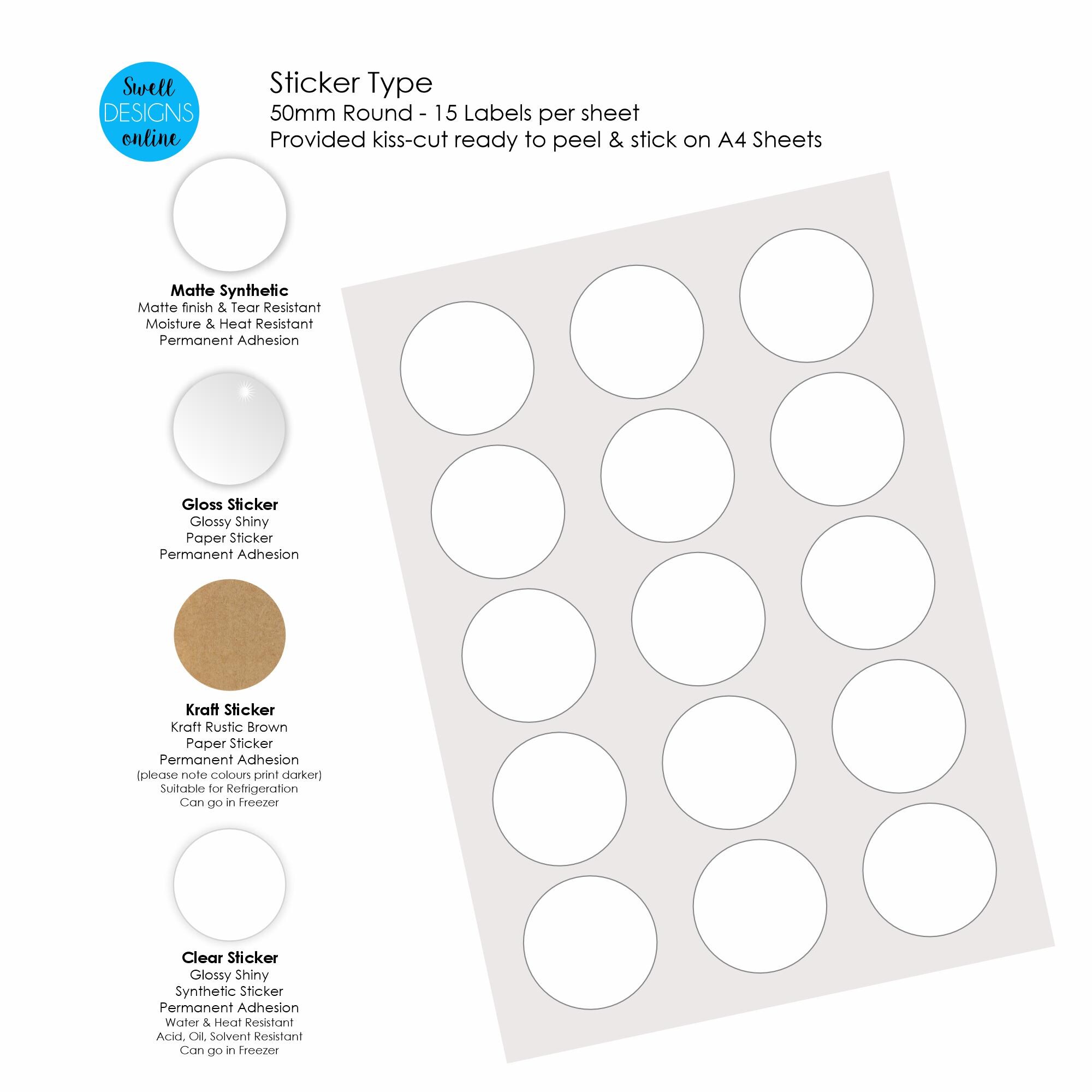 50mm Round Sticker Printing | Labels for Candles, Addresses, Party ...