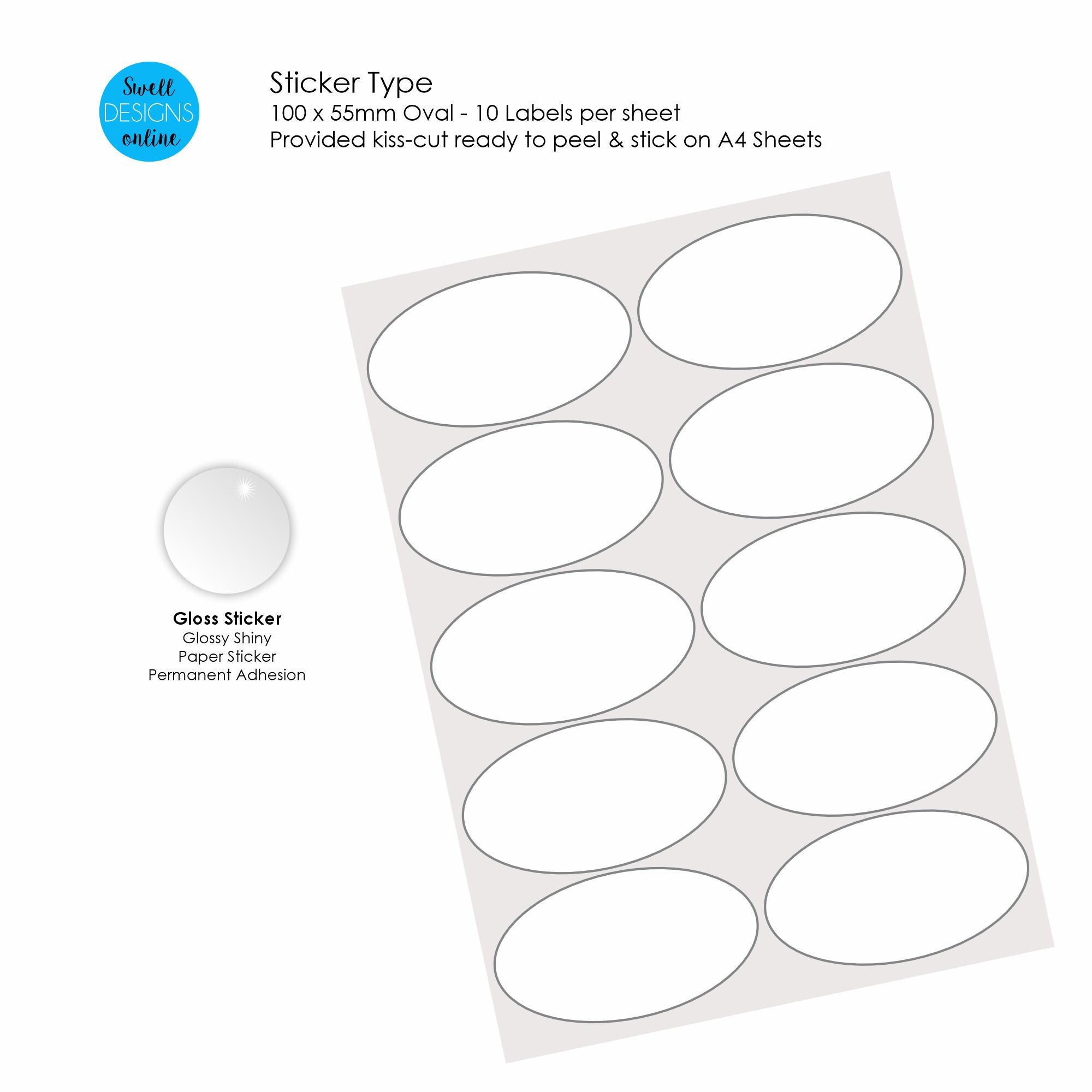 Personalized Logo Stickers | Glossy Oval Labels (100x55mm) - Etsy Australia