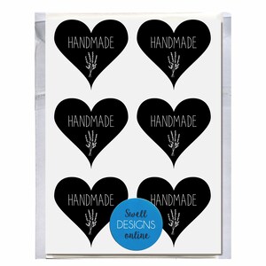 Handmade Stickers | Shop Stickers | Heart Stickers | Heart Handmade Labels | Packaging Stickers | 45mm - Pack of 48 Stickers - (HANDMADE-15)