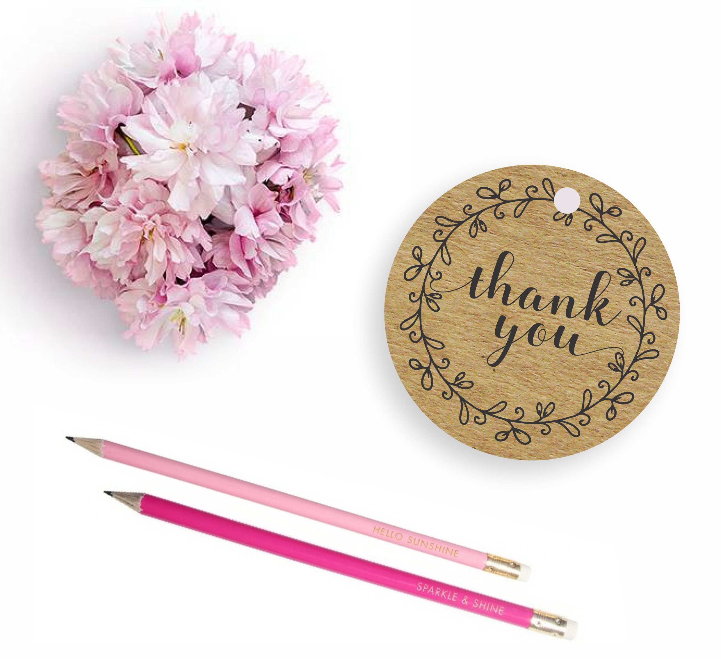 Round Thank You Tags Circle Tag Kraft Round Tag Rustic Etsy