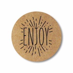 Enjoy Stickers, Round Kraft Labels for packaging. Fun Stickers. Sold in Sticker Packs of 48 Round Stickers. image 2