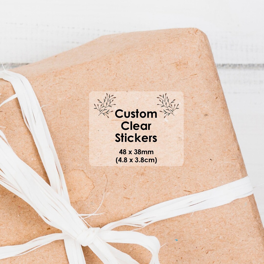 Custom Logo Stickers | Clear Waterproof Rectangle Labels (48 X 38mm ...