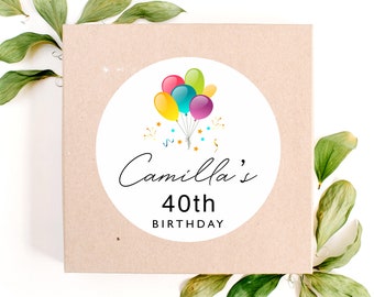 Personalised Party Stickers | Thank you Stickers | 40th Birthday | Birthday Party Favour Stickers | Any Age, Custom Text | 26