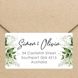 Address Label | Greenery Address Sticker | Return Address Label | Pretty Wedding Address Stickers | Rectangle Label - 64 x 34mm | 12