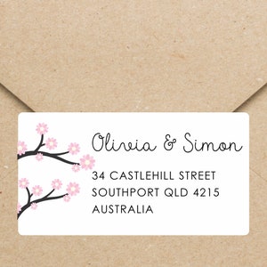 Address Label | Cherry Blossom Address Sticker | Return Address Label | Wedding Address Stickers | Rectangle Label 64 x 34mm | 11