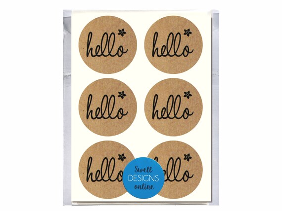 Hello Stickers Kraft Round Labels 45mm Circle 1.77 Inches ...