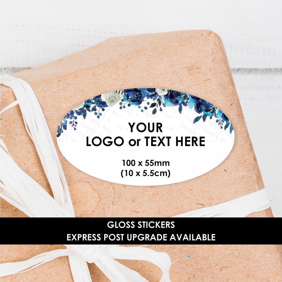 Personalized Logo Stickers | Glossy Oval Labels (100x55mm) - Etsy Australia