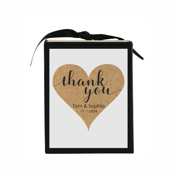 Wedding Thank you Heart Stickers | Customised labels for Wedding Favors | Kraft Heart Favour Stickers | Pretty Gift Stickers