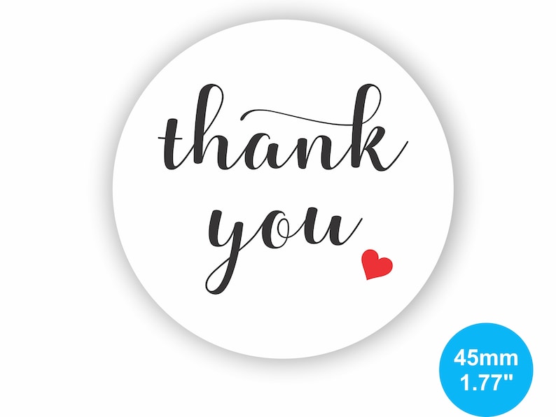 thank you stickers labels white round stickers 45mm