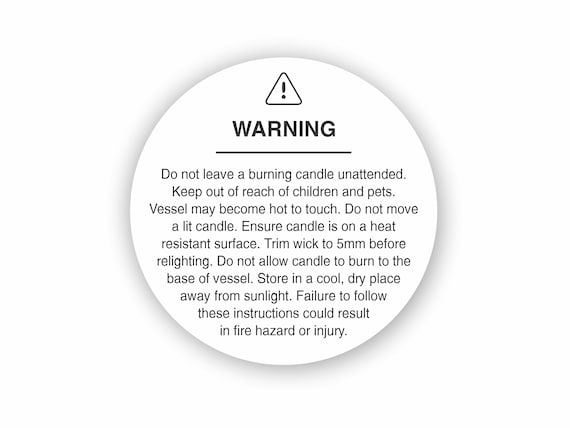 Candle Warning Stickers Disclaimer Labels for Candles Generic