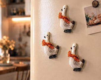 Imán de tela con forma de ganso para nevera, bonita decoración de tela para el refrigerador, accesorio de cocina rústico hecho a mano, regalo para amantes de los gansos