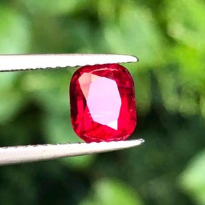1.55 Carats Natural Ruby Red Tourmaline Cushion Cut Faceted Loose Gemstone for Solitaire Ring Pendant Jewelry From Afghanistan