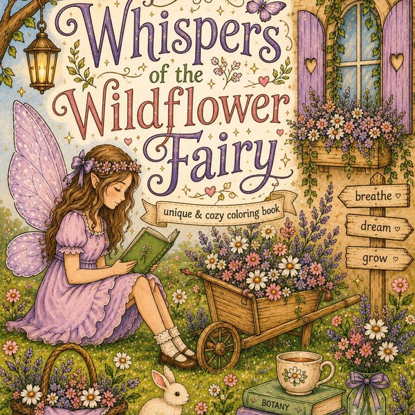 Whispers of the Wildflower Fairy Coloring Book | Cottagecore Garden Printable Pages (Digital Download)