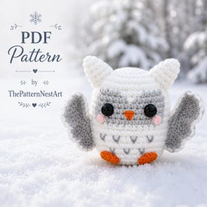 Snow Owl Crochet Pattern PDF | Amigurumi Owlbear Plush Tutorial | Beginner Friendly | Instant Download