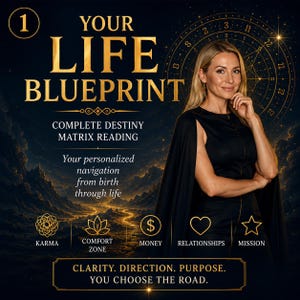 Personalized Destiny Matrix Reading, Complete Life Blueprint, Karmic Programs, Money Channel, Relationships, Life Purpose PDF